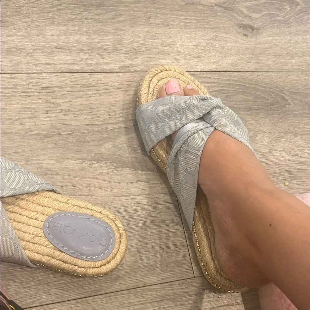 NWT Coach Charli Espadrille Sandals Light Blue Size 6.5